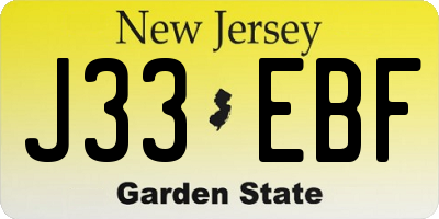 NJ license plate J33EBF