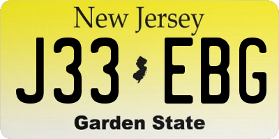 NJ license plate J33EBG