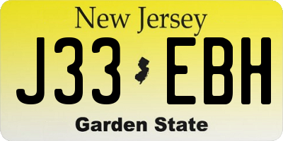 NJ license plate J33EBH