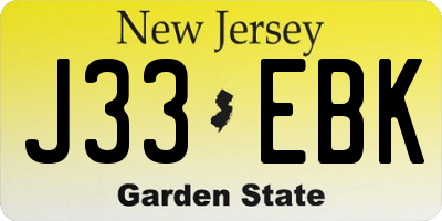 NJ license plate J33EBK