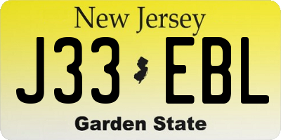NJ license plate J33EBL