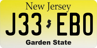 NJ license plate J33EBO
