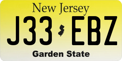 NJ license plate J33EBZ