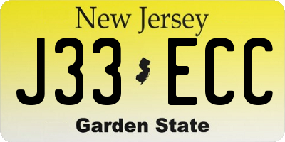 NJ license plate J33ECC