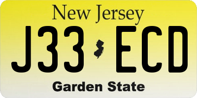 NJ license plate J33ECD