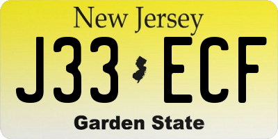 NJ license plate J33ECF