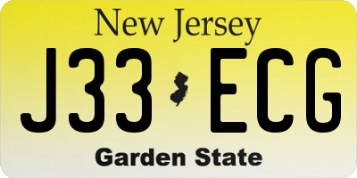 NJ license plate J33ECG