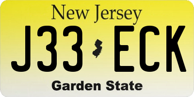 NJ license plate J33ECK