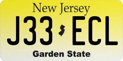 NJ license plate J33ECL