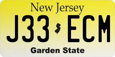 NJ license plate J33ECM