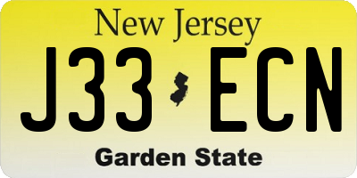 NJ license plate J33ECN