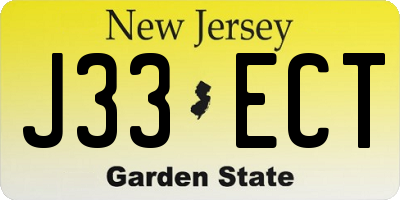 NJ license plate J33ECT