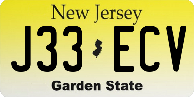 NJ license plate J33ECV