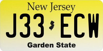 NJ license plate J33ECW
