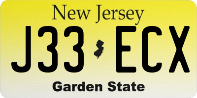 NJ license plate J33ECX