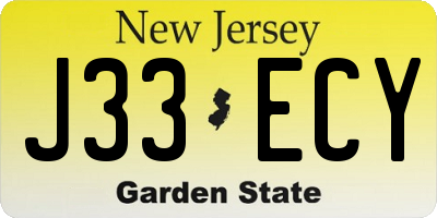 NJ license plate J33ECY