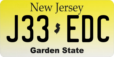 NJ license plate J33EDC