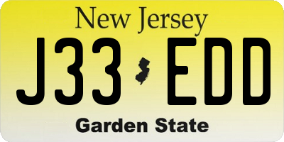 NJ license plate J33EDD