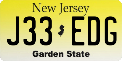 NJ license plate J33EDG