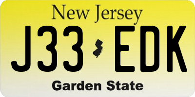 NJ license plate J33EDK
