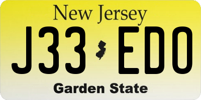 NJ license plate J33EDO