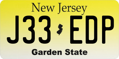 NJ license plate J33EDP