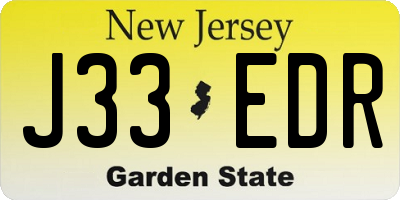 NJ license plate J33EDR