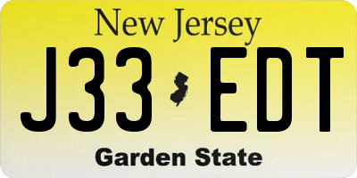 NJ license plate J33EDT