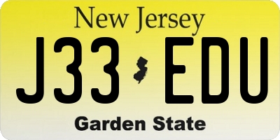 NJ license plate J33EDU