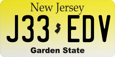 NJ license plate J33EDV