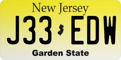 NJ license plate J33EDW