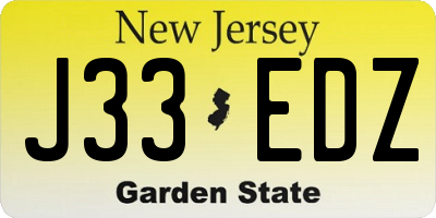 NJ license plate J33EDZ