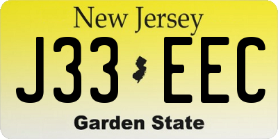 NJ license plate J33EEC