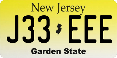 NJ license plate J33EEE