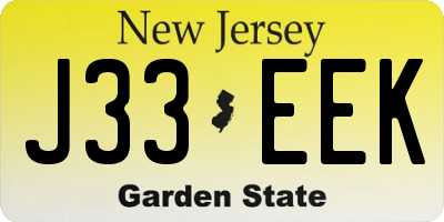 NJ license plate J33EEK