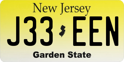 NJ license plate J33EEN