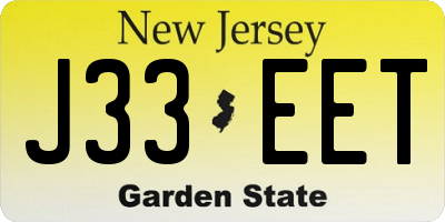 NJ license plate J33EET