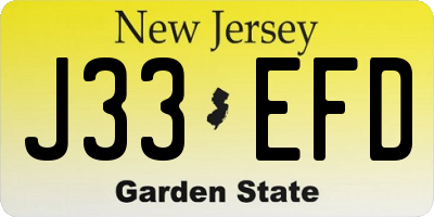 NJ license plate J33EFD
