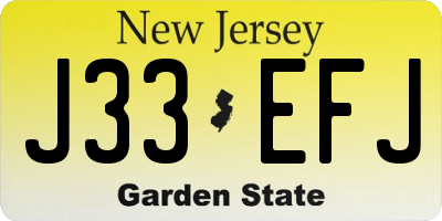 NJ license plate J33EFJ