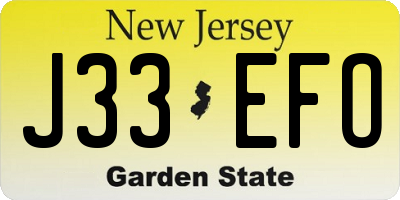 NJ license plate J33EFO