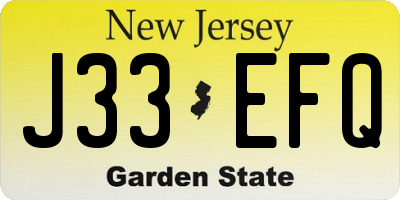 NJ license plate J33EFQ