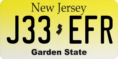 NJ license plate J33EFR