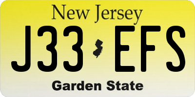 NJ license plate J33EFS