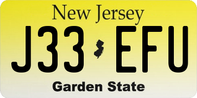 NJ license plate J33EFU