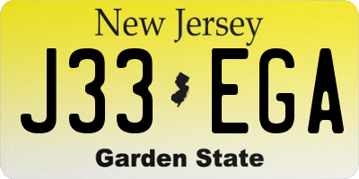 NJ license plate J33EGA