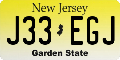 NJ license plate J33EGJ