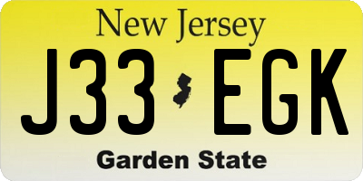 NJ license plate J33EGK