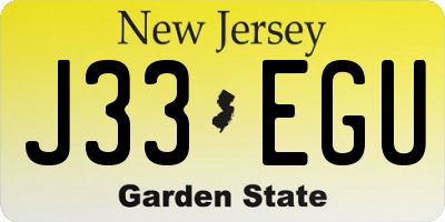 NJ license plate J33EGU