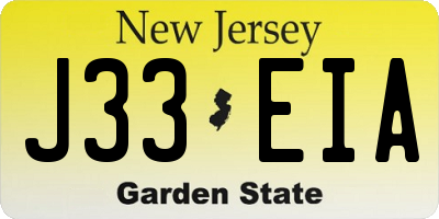 NJ license plate J33EIA