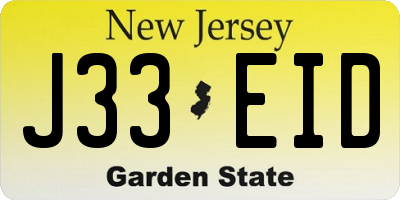NJ license plate J33EID